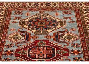 Tappeto Kazak Fine Stilizzato Celeste Rosso Mattone 124x174 Cm