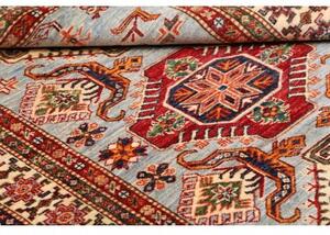 Tappeto Kazak Fine Stilizzato Celeste Rosso Mattone 124x174 Cm