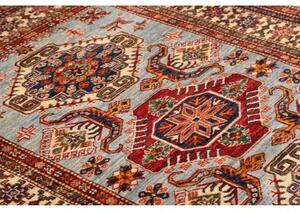 Tappeto Kazak Fine Stilizzato Celeste Rosso Mattone 124x174 Cm