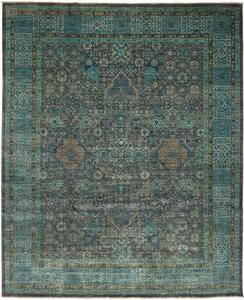 Tappeto Kairo Stilizzato Verde Petrolio Grigio 251x306 Cm