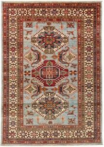 Tappeto Kazak Fine Stilizzato Celeste Rosso Mattone 124x174 Cm
