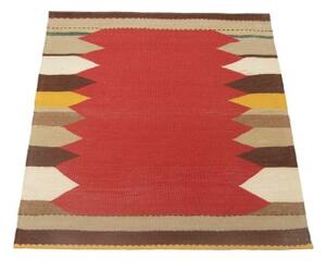 Tappeto Kilim Moderno Geometrico Rosso Beige 100x103 Cm