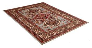 Tappeto Kazak Fine Stilizzato Celeste Rosso Mattone 124x174 Cm