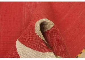 Tappeto Kilim Moderno Geometrico Rosso Beige 100x103 Cm
