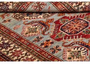 Tappeto Kazak Fine Stilizzato Azzurro Rosso Mattone 125x181 Cm