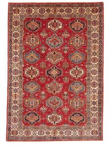 Tappeto Kazak Fine Stilizzato Rosso Beige 143x205 Cm