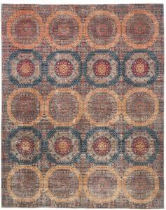 Tappeto Kairo Geometrico Blu Petrolio Mattone 244x306 Cm
