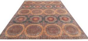Tappeto Kairo Geometrico Blu Petrolio Mattone 244x306 Cm