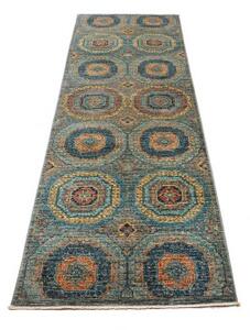 Tappeto Kairo Geometrico Blu Petrolio Ocra Corsia 80x255 Cm