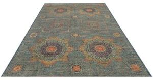 Tappeto Kairo Medaglione Blu Petrolio Arancione 203x299 Cm