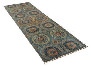 Tappeto Kairo Geometrico Blu Petrolio Ocra Corsia 80x255 Cm