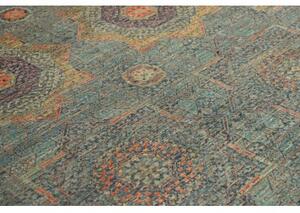 Tappeto Kairo Medaglione Blu Petrolio Arancione 203x299 Cm
