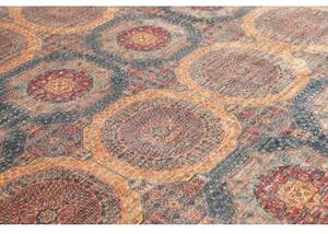 Tappeto Kairo Geometrico Blu Petrolio Mattone 244x306 Cm