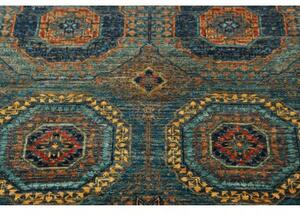 Tappeto Kairo Geometrico Blu Petrolio Ocra Corsia 80x255 Cm