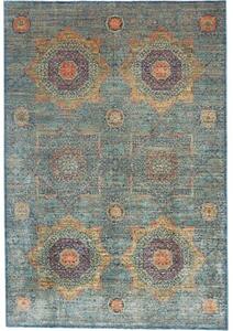 Tappeto Kairo Medaglione Blu Petrolio Arancione 203x299 Cm