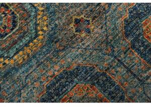 Tappeto Kairo Geometrico Blu Petrolio Ocra Corsia 80x255 Cm