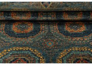Tappeto Kairo Geometrico Blu Petrolio Ocra Corsia 80x255 Cm