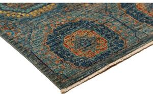 Tappeto Kairo Geometrico Blu Petrolio Ocra Corsia 80x255 Cm