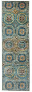 Tappeto Kairo Geometrico Blu Petrolio Ocra Corsia 80x255 Cm