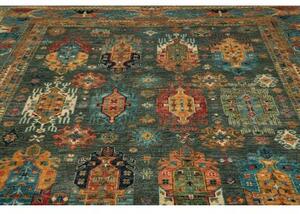 Tappeto Floralia Stilizzato Blu Petrolio Ocra 253x295 Cm