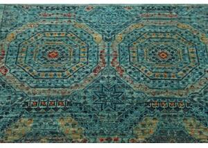 Tappeto Kairo Stilizzato Verde Petrolio Beige Corsia 77x217 Cm