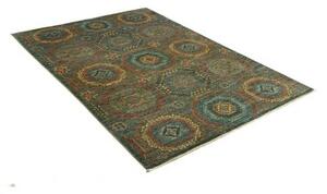 Tappeto Kairo Geometrico Blu Petrolio Rosso Mattone 121x186 Cm