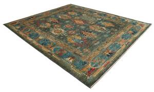 Tappeto Floralia Stilizzato Blu Petrolio Ocra 253x295 Cm