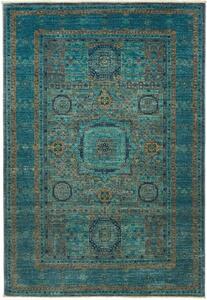 Tappeto Kairo Geometrico Verde Petrolio Ocra 129x186 Cm