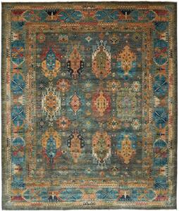 Tappeto Floralia Stilizzato Blu Petrolio Ocra 253x295 Cm
