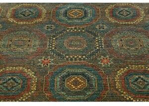 Tappeto Kairo Geometrico Blu Petrolio Rosso Mattone 121x186 Cm