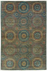 Tappeto Kairo Geometrico Blu Petrolio Rosso Mattone 121x186 Cm