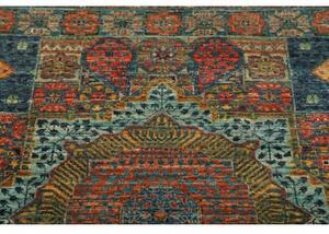 Tappeto Kairo Stilizzato Blu Rosso Mattone Corsia 82x255 Cm