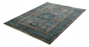 Tappeto Kairo Medaglione Blu Petrolio Grigio Tortora 133x174 Cm