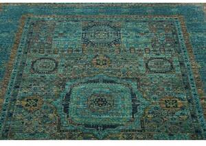 Tappeto Kairo Geometrico Verde Petrolio Ocra 129x186 Cm