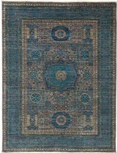 Tappeto Kairo Medaglione Blu Petrolio Grigio Tortora 133x174 Cm