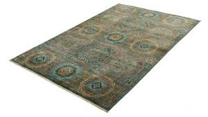 Tappeto Kairo Geometrico Blu Petrolio Rosso Mattone 121x186 Cm