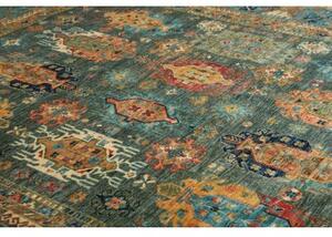 Tappeto Floralia Stilizzato Blu Petrolio Ocra 253x295 Cm