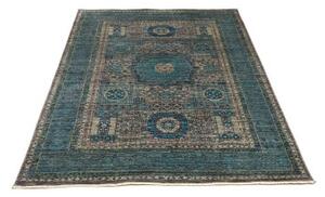 Tappeto Kairo Medaglione Blu Petrolio Grigio Tortora 133x174 Cm