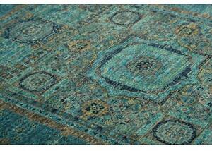 Tappeto Kairo Geometrico Verde Petrolio Ocra 129x186 Cm