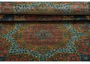 Tappeto Kairo Stilizzato Blu Rosso Mattone Corsia 82x255 Cm