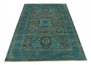 Tappeto Kairo Geometrico Verde Petrolio Ocra 129x186 Cm