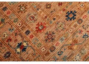 Tappeto Kazak Fine Geometrico Marrone Ruggine Blu Avio 147x205 Cm