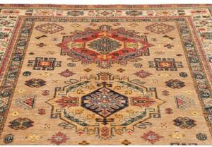 Tappeto Kazak Fine Stilizzato Beige Rosso Mattone 167x234 Cm