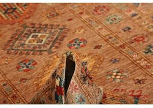 Tappeto Kazak Fine Geometrico Marrone Ruggine Blu Avio 147x205 Cm