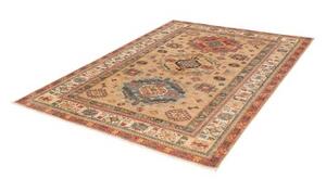 Tappeto Kazak Fine Stilizzato Beige Rosso Mattone 167x234 Cm