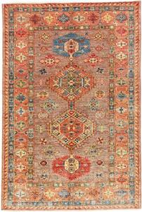Tappeto Kazak Fine Stilizzato Marrone Rosso 124x186 Cm