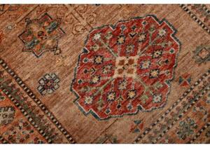 Tappeto Kazak Fine Geometrico Rosa Antico Blu Petrolio Corsia 82x300 Cm