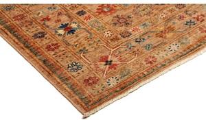 Tappeto Kazak Fine Geometrico Marrone Ruggine Blu Avio 147x205 Cm