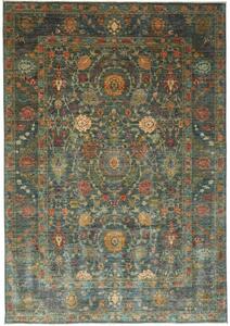 Tappeto Floralia Floreale Blu Petrolio Beige 202x295 Cm
