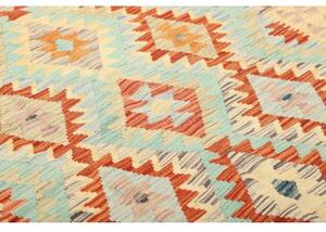 Tappeto Kilim Geometrico Celeste Arancione 147x195 Cm